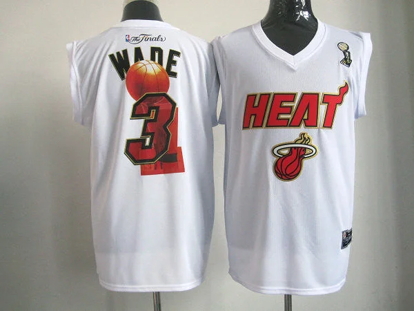 Heat 3 Wade White Champion Edition Basketball Jerseys