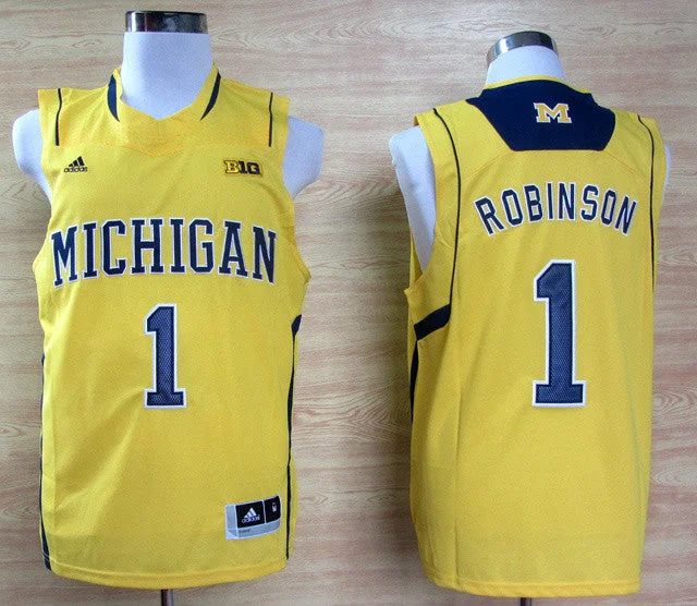 Michigan Wolverines 1 Robinson B10 Patch Yellow AAA Basketball Jerseys