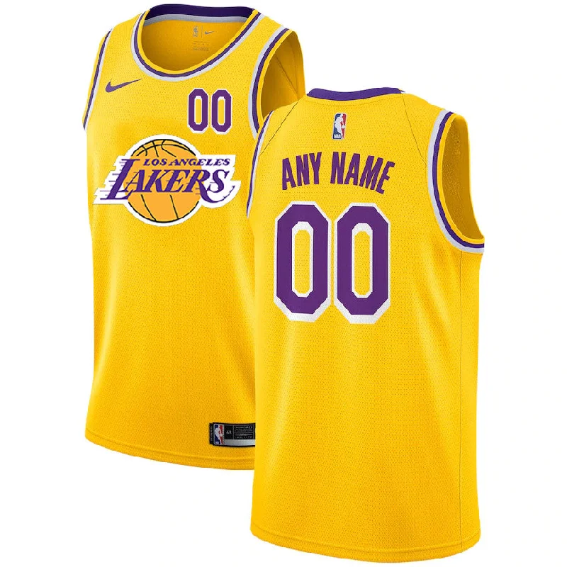 Lakers Customized Yellow City Edition Number Swingman Basketball Jersey