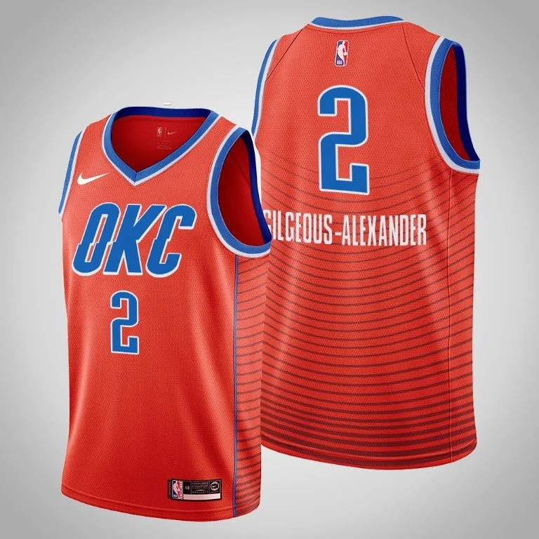 Men's Oklahoma City Thunder Orange #2 Shai Gilgeous-Alexander Stitched Basketball Jersey