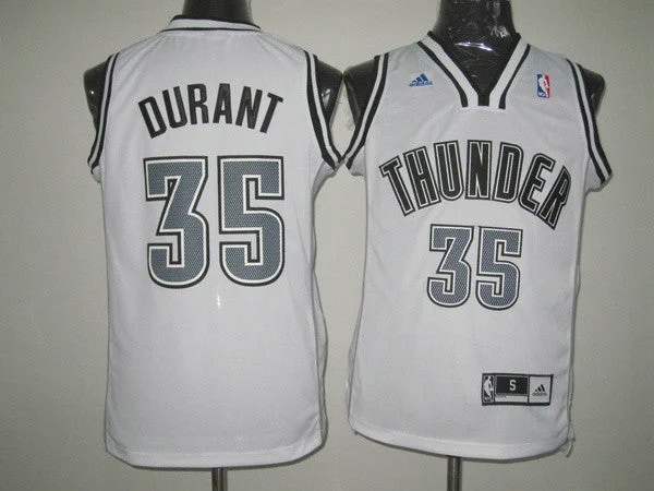 Oklahoma City Thunder 35 DURANT white&grey number Basketball Jerseys