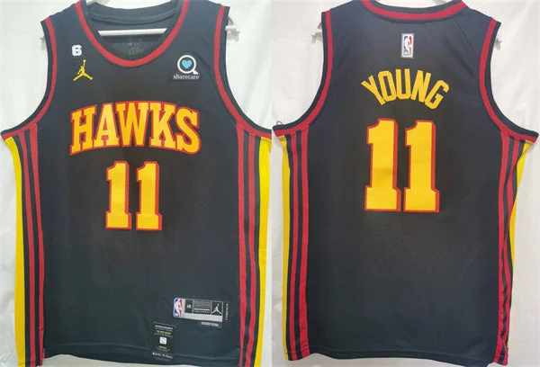 Men's Atlanta Hawks #11 Trae Young Black Stitched Basketball Jersey