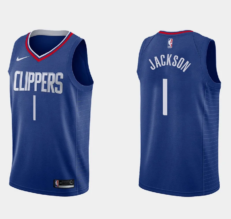 Men's Los Angeles Clippers #1 Reggie Jackson Icon Blue Basketball Basketball Jersey