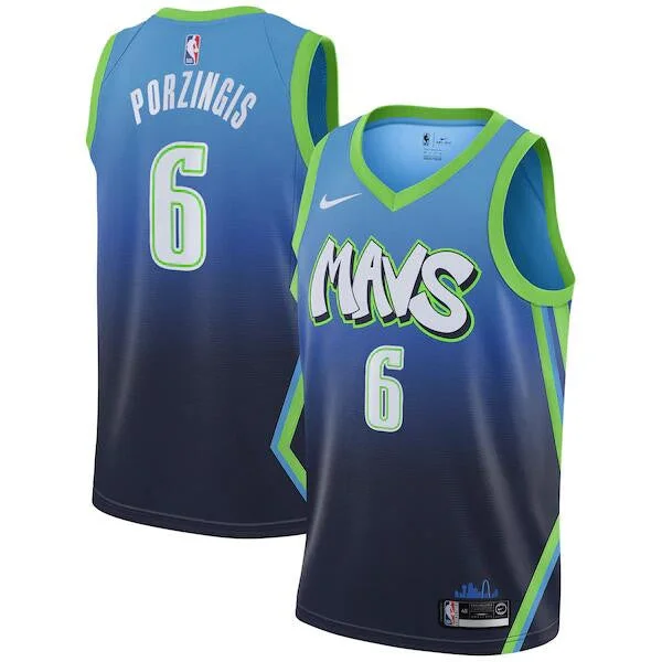 Men's Dallas Mavericks Navy #6 Kristaps Porzingis City Edition Stitched Basketball Jersey