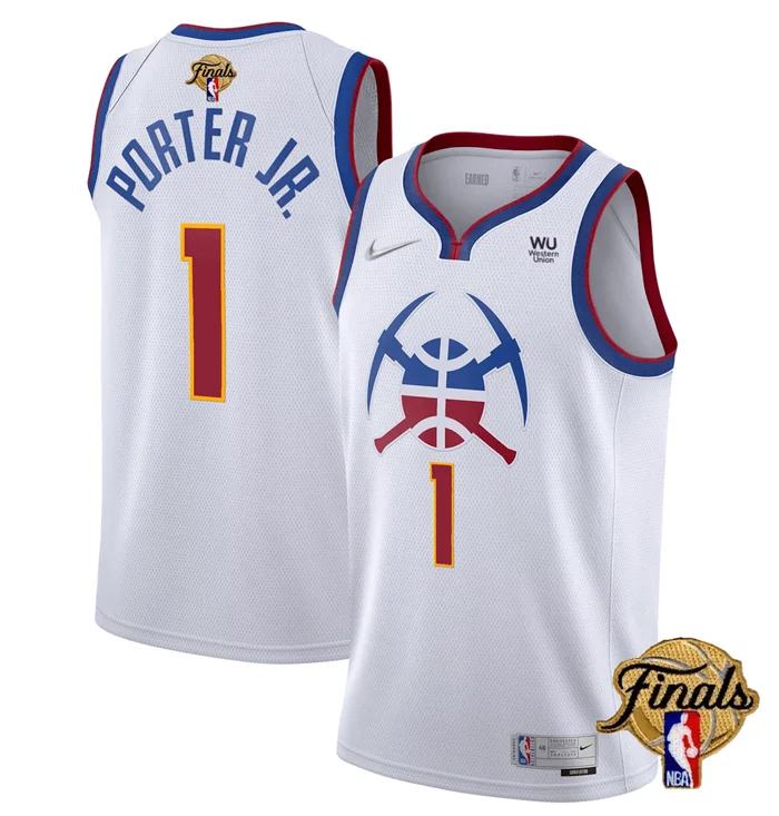 Men's Denver Nuggets #1 Michael Porter Jr. White 2023 Finals Earned Edition Stitched Basketball Basketball Jersey