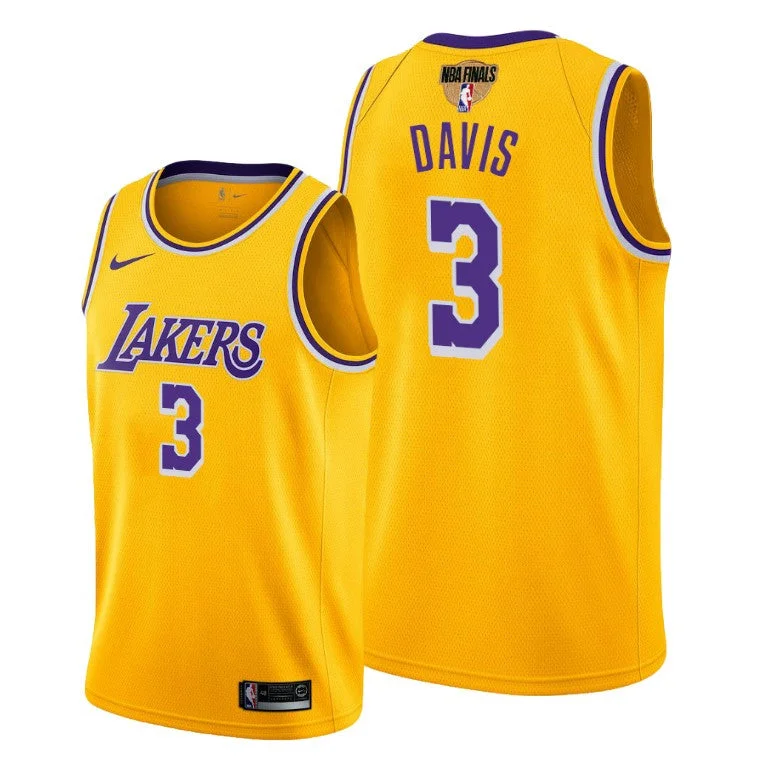 Men's Los Angeles Lakers #3 Anthony Davis 2020 Yellow Finals Stitched Basketball Jersey