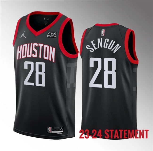 Men's Houston Rockets #28 Alperen Sengun Black 2023 Statement Edition Stitched Basketball Basketball Jersey