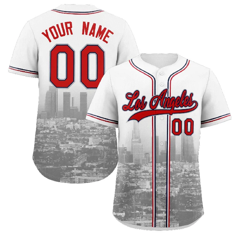 Custom White Red-Navy Los Angeles City Connect Baseball Jersey