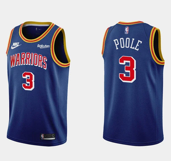 Men's Golden State Warriors #3 Jordan Poole 75th Anniversary Blue Stitched Basketball Basketball Jersey