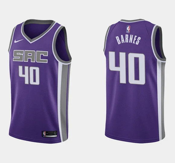 Men's Sacramento Kings #40 Harrison Barnes Purple Icon Swingman Basketball Stitched Basketball Jersey