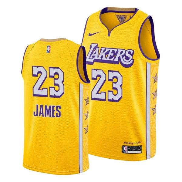 Men's Los Angeles Lakers #23 LeBron James 2020 Gold Finals Stitched Basketball Jersey