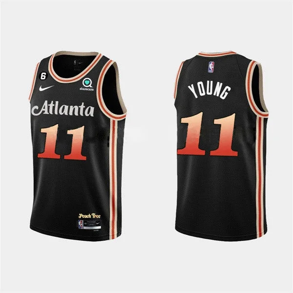 Men's Atlanta Hawks #11 Trae Young 2022-23 Black City Edition Stitched Basketball Basketball Jersey