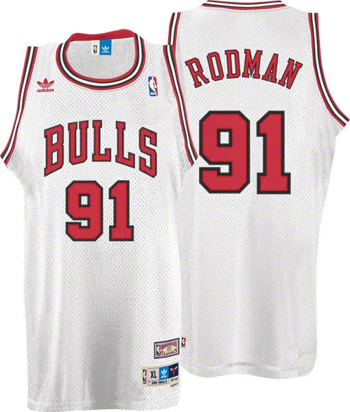 Bulls 91 Rodman White Basketball Jerseys