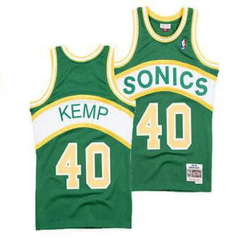 Men's Oklahoma City Thunder #40 Shawn Kemp Green Throwback SuperSonics Stitched Basketball Jersey