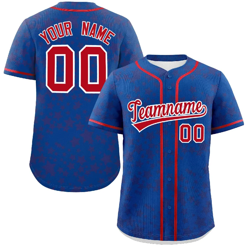 Custom Royal Red Personalized Star Graffiti Pattern Authentic Baseball Jersey