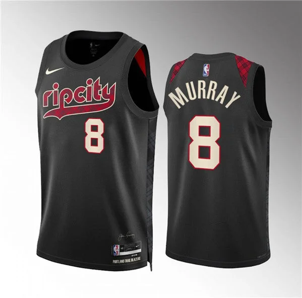 Men's Portland Trail Blazers #8 Kris Murray Black 2023/24 City Edition Stitched Basketball Basketball Jersey