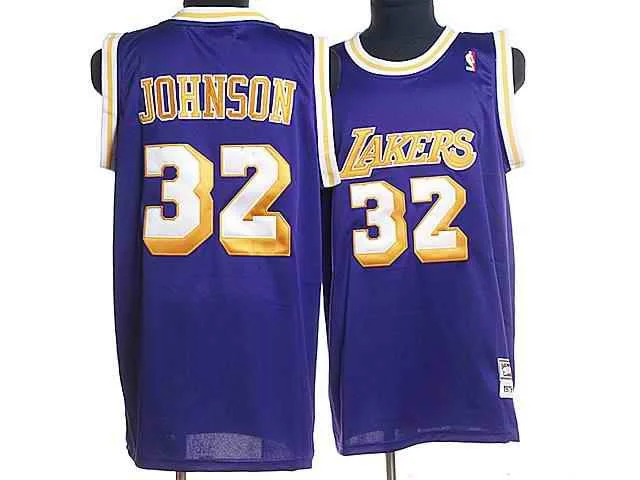 Lakers 32 Magic Johnson Purple Throwback Basketball Jerseys