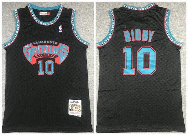 Men's Memphis Grizzlies #10 Mike Bibby Black 1998-99 Throwback Stitched Basketball Jersey