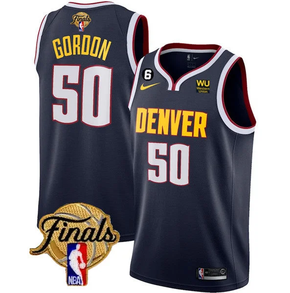 Men's Denver Nuggets #50 Aaron Gordon Navy 2023 Finals Icon Edition With NO.6 Patch Stitched Basketball Basketball Jersey