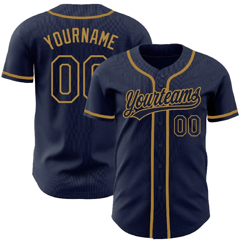 Custom Navy Navy-Old Gold Authentic Baseball Jersey