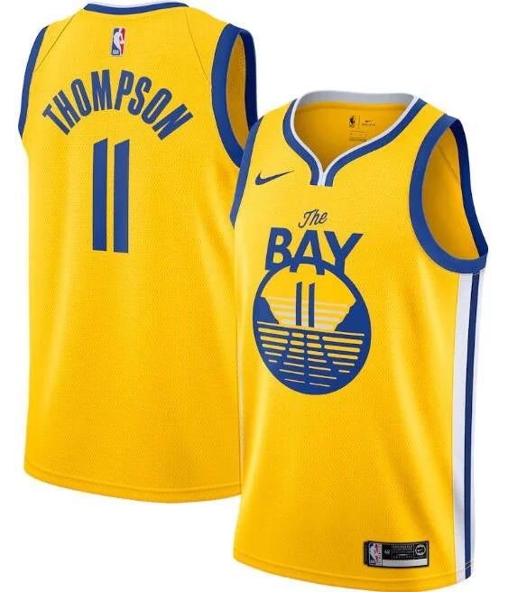 Men's Golden State Warriors Gold #11 Klay Thompson Statement Edition Stitched Basketball Jersey