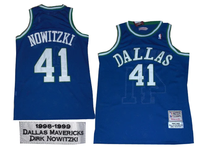 Dallas Mavericks 41 NOWITZKI blue Throwback Basketball Jerseys