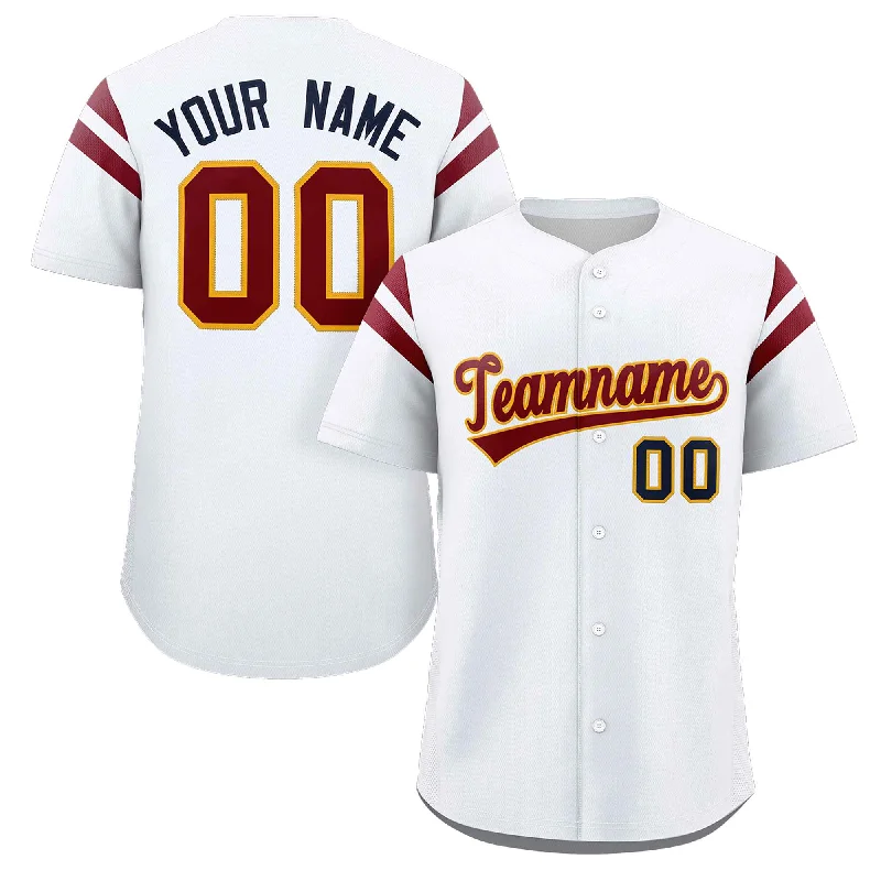 Custom White Red Classic Style Personalized Full Button Authentic Baseball Jersey