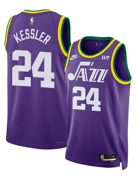 Men's Utah Jazz #24 Walker Kessler Purple 2023 Classic Edition Stitched Basketball Basketball Jersey