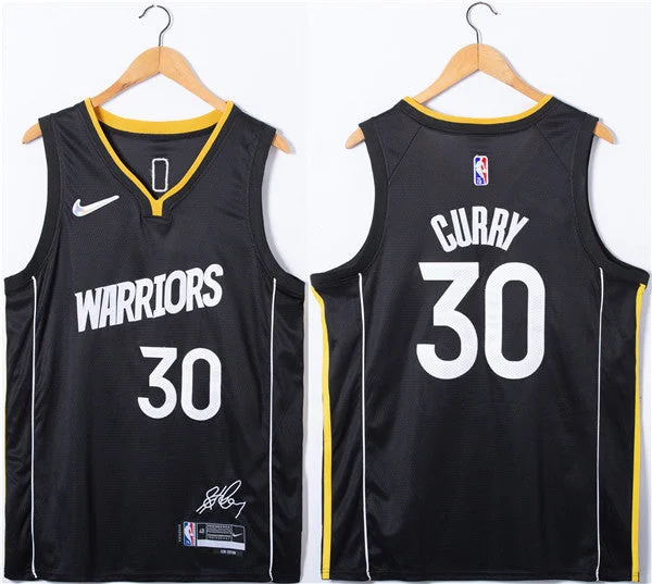 Men's Golden State Warriors #30 Stephen Curry Black 75th Anniversary Stitched Basketball Jersey