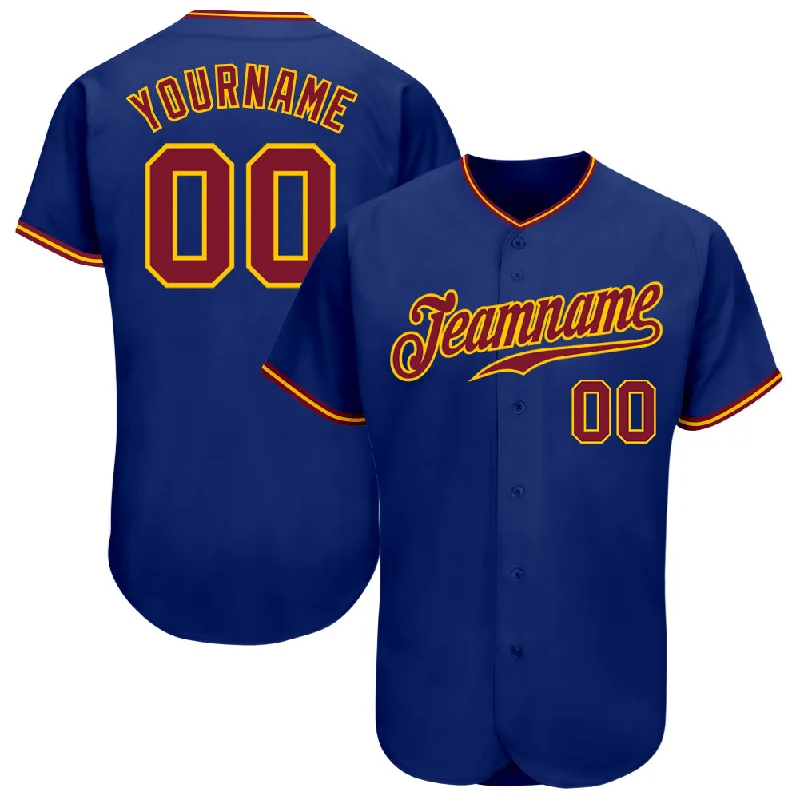 Custom Royal Crimson-Gold Authentic Baseball Jersey