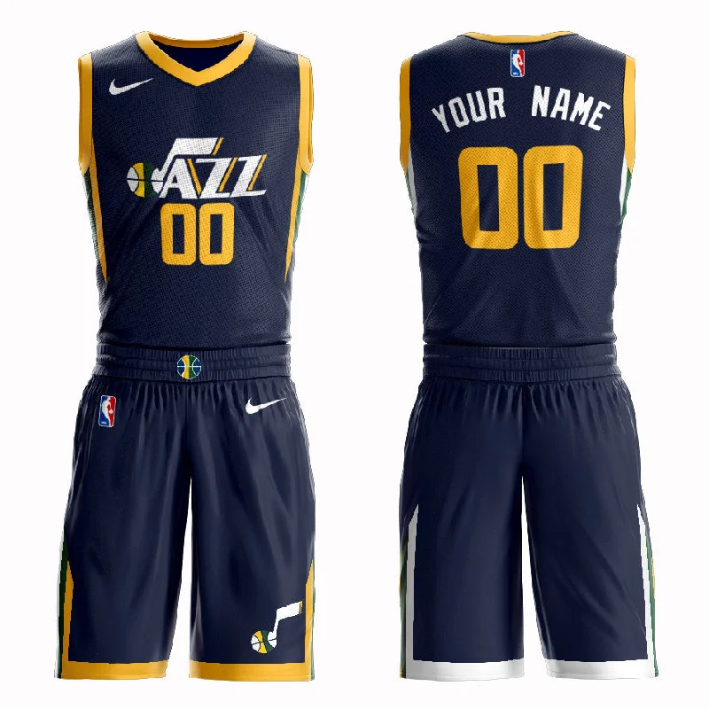 Jazz Navy Men's Customized Swingman Basketball Jersey(With Shorts)