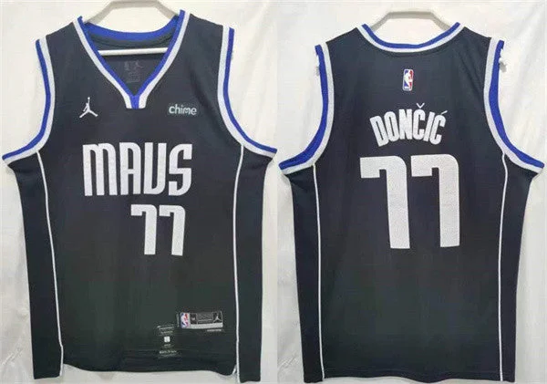 Men's Dallas Mavericks #77 Luka Doncic Black Stitched Basketball Jersey