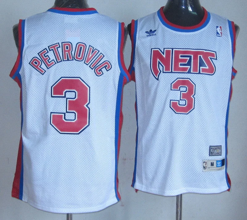 Brooklyn Nets 3 Petrovic White Basketball Jerseys