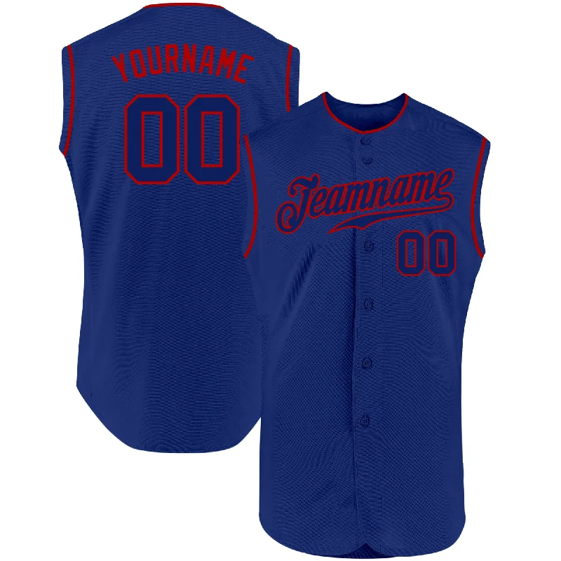 Custom Royal Royal-Red Authentic Sleeveless Baseball Jersey