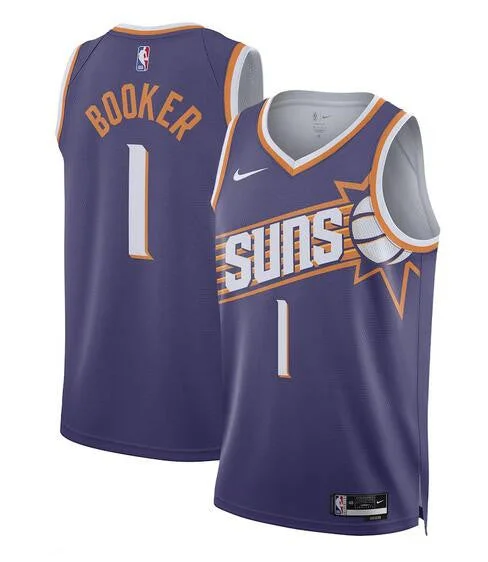 Men's Phoenix Suns #1 Devin Booker Purple 2023 Icon Edition Stitched Basketball Basketball Jersey