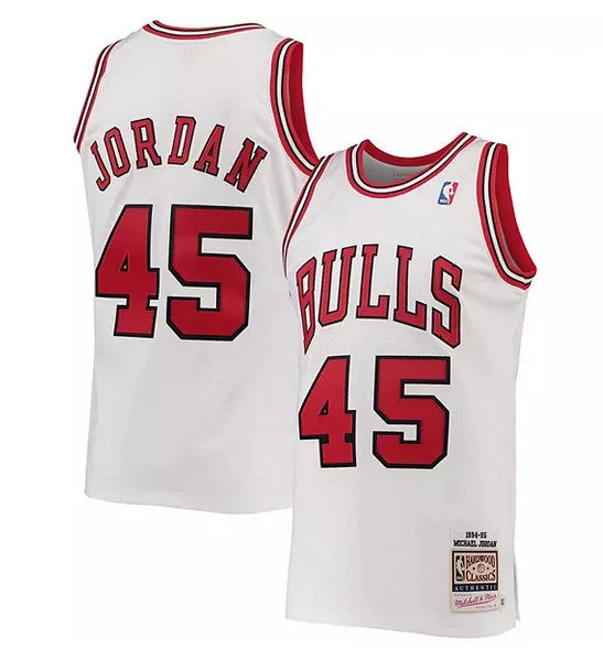 Men's Chicago Bulls #45 Michael Jordan White 1994-95 Throwback Stitched Basketball Jersey