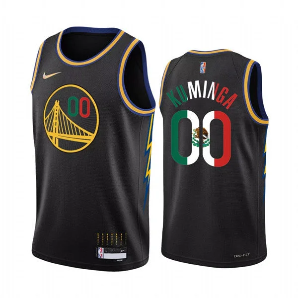 Men's Golden State Warriors #00 Jonathan Kuminga 2022 Black Special Mexico Edition Swingman Stitched Basketball Jersey