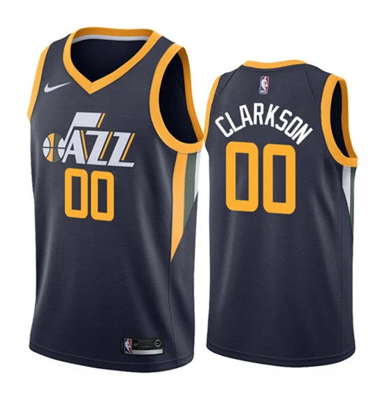 Men's Utah Jazz #00 Jordan Clarkson Navy Stitched Basketball Jersey