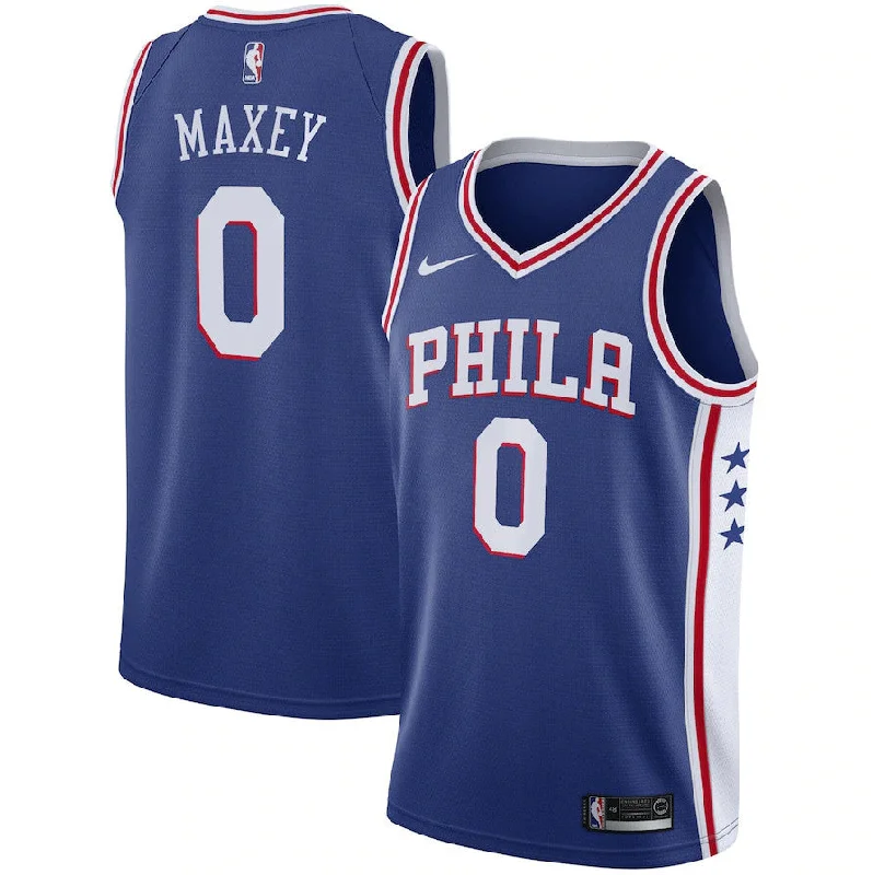 Men's Philadelphia 76ers #0 Tyrese Maxey Stitched Basketball Jersey