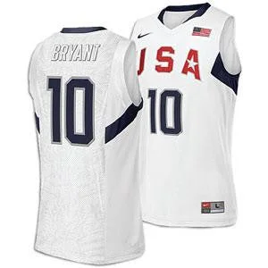 Team USA 10 Bryant White Basketball Jerseys