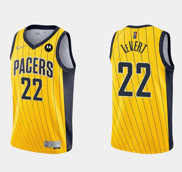 Men's Indiana Pacers #22 Caris LeVert Yellow Stitched Basketball Jersey