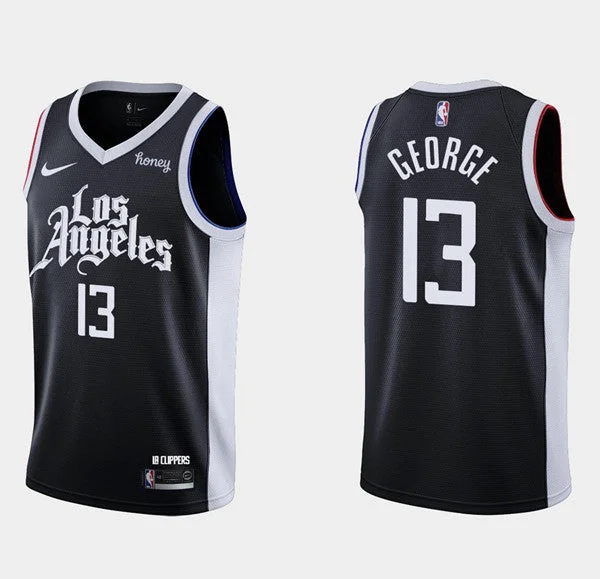 Men's Los Angeles Clippers #13 Paul George Black 2020-21 City Edition Stitched Basketball Jersey