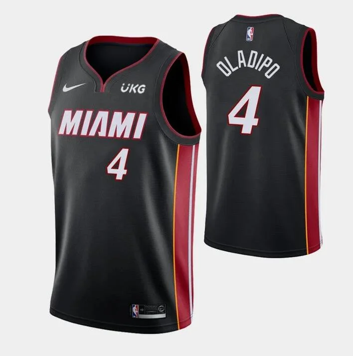 Men's Miami Heat #4 Victor Oladipo Black With UKG Patch Stitched Basketball Jersey