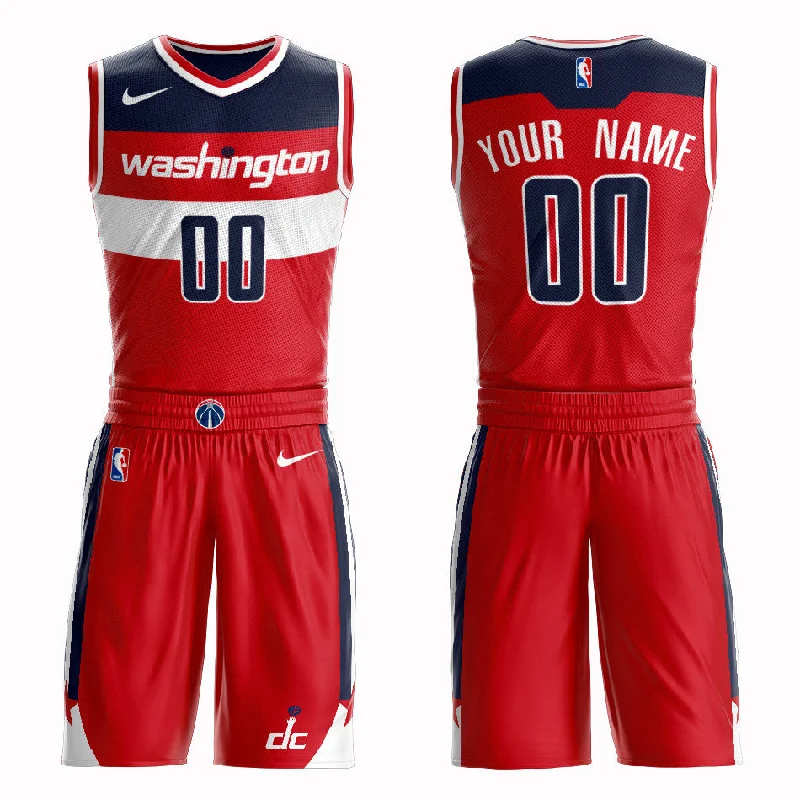 Wizards Red Men's Customized Swingman Basketball Jersey(With Shorts)