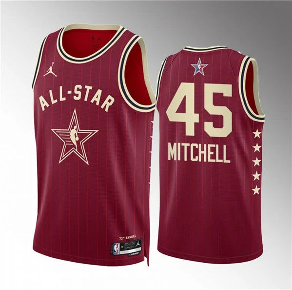 Men's 2024 All-Star #45 Donovan Mitchell Crimson Stitched Basketball Basketball Jersey