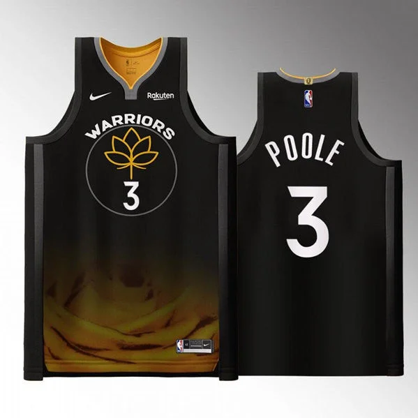 Men's Golden State Warriors #3 Jordan Poole Black 2022-23 City edition Stitched Basketball Basketball Jersey