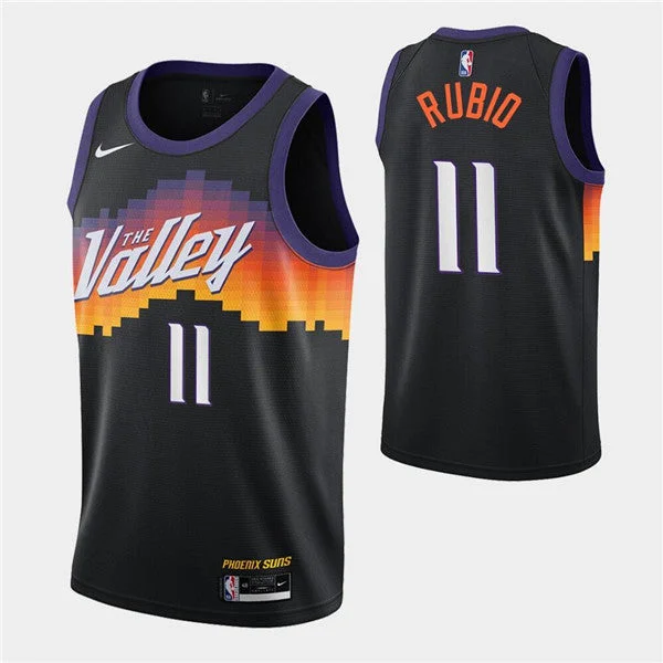 Men's Phoenix Suns #11 Ricky Rubio Black City Edition New Uniform 2020-21 Stitched Basketball Jersey