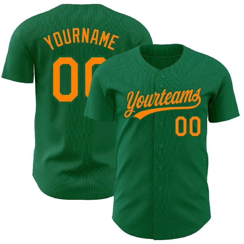 Custom Kelly Green Bay Orange Authentic Baseball Jersey