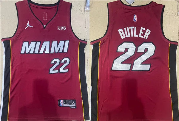 Men's Miami Heat #22 Jimmy Butler Red Stitched Basketball Basketball Jersey