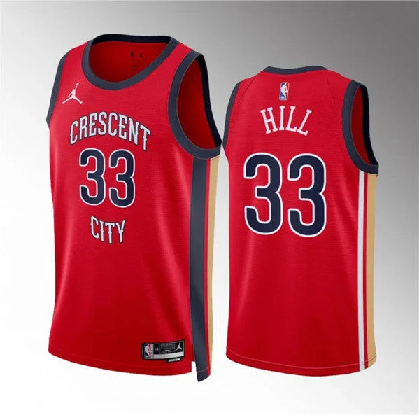 Men's New Orleans Pelicans #33 Malcolm Hill Red Statement Edition Stitched Basketball Basketball Jersey